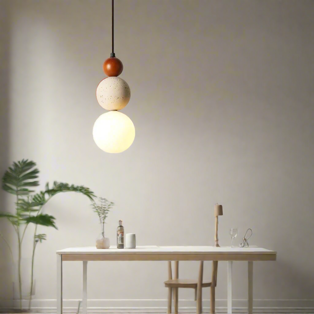 Solvane - Lámpara colgante de piedra crema para mesita de noche