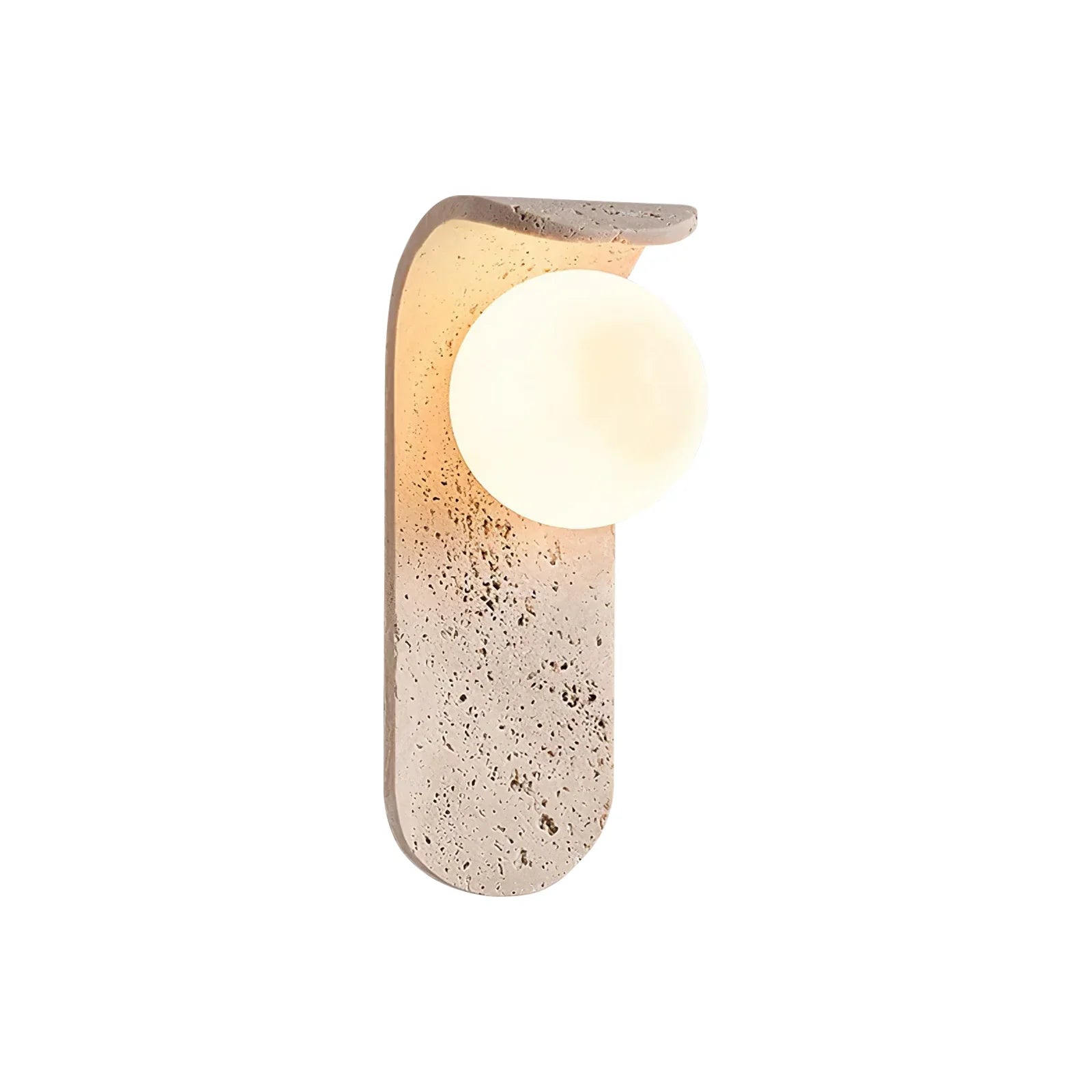 Solvara – Curved Travertine Minimalist Wall Lamp