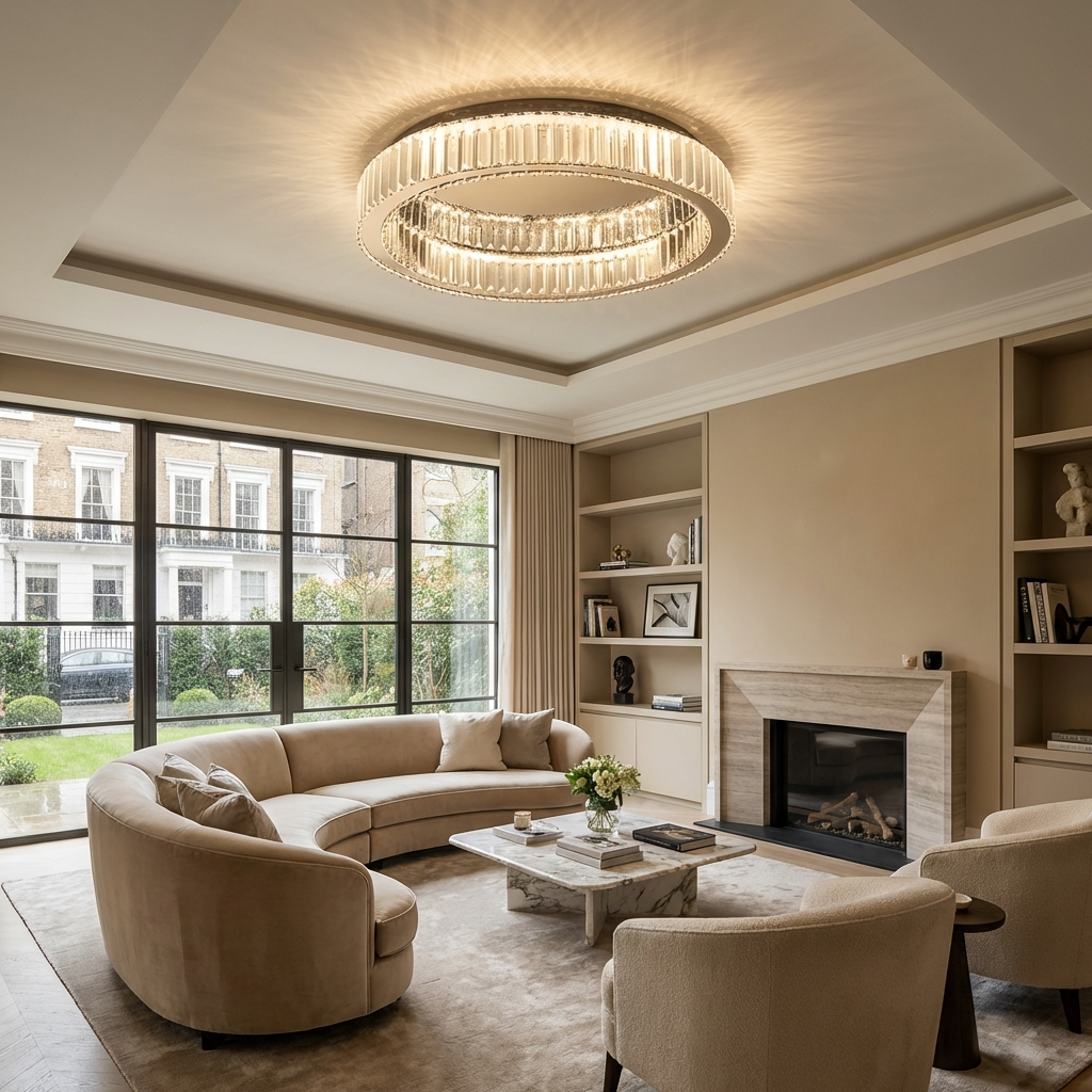Liorael - Lampadario LED moderno a cerchio di cristallo