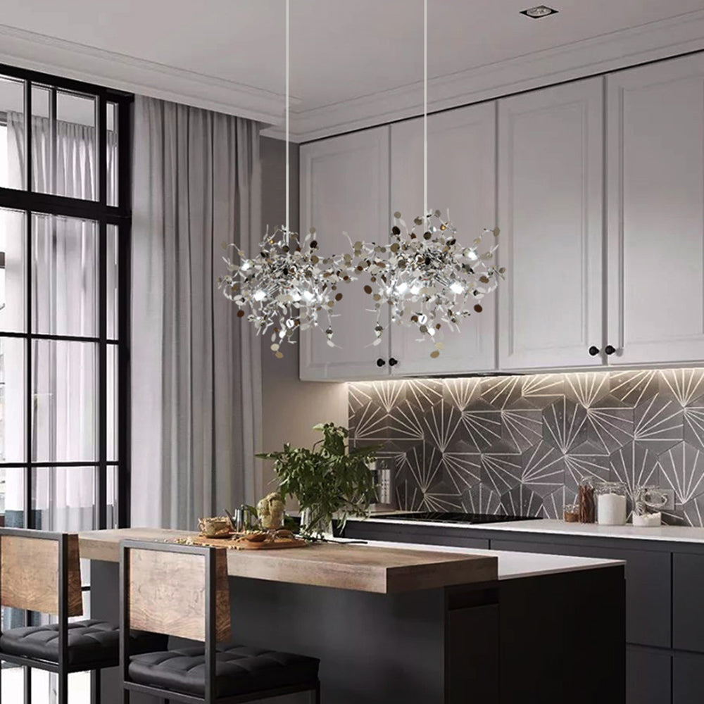 Durelia – Lustre LED moderne avec accents dorés et argentés