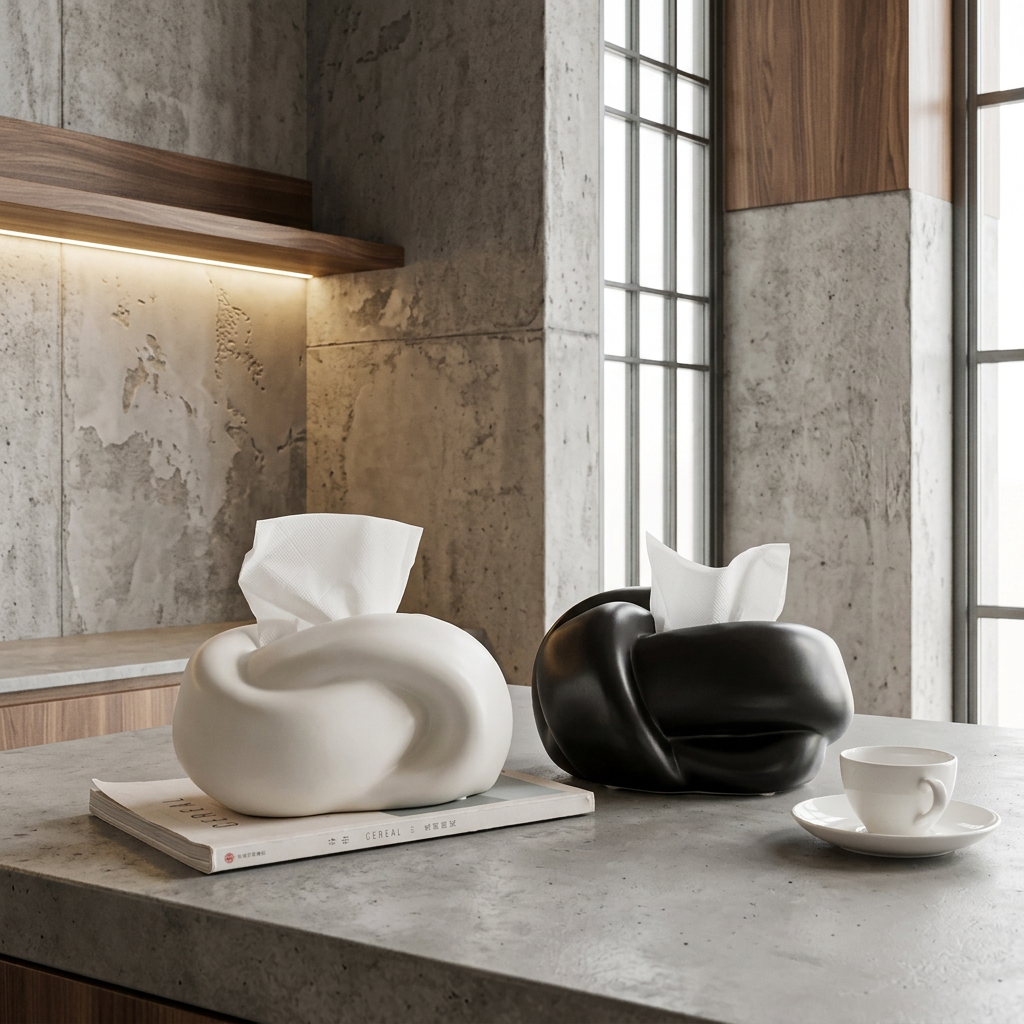 Scurion - Suport pentru șervețele din ceramică sculpturală cu nod răsucit
