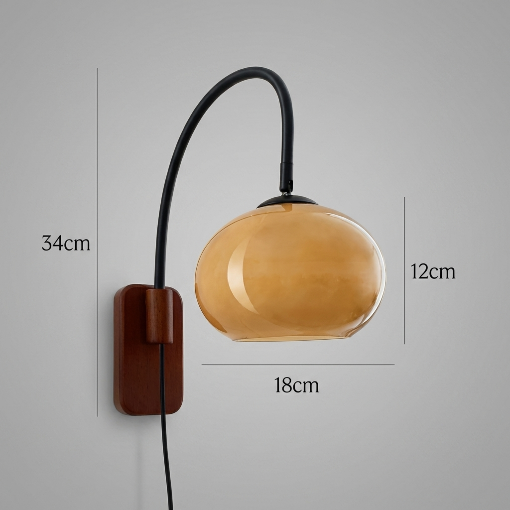 Rolen – Solid Wood Glass Globe Wall Sconce 1 Light