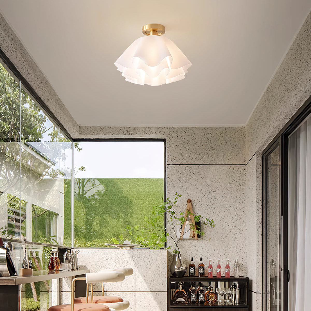 Lustren – Lámpara de Techo Acrílica Retro con Pliegues y Latón