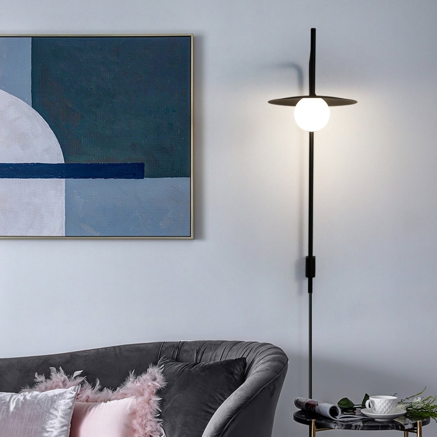 Ayunari – Lampada da parete in metallo minimalista con vetro smerigliato stile Japandi