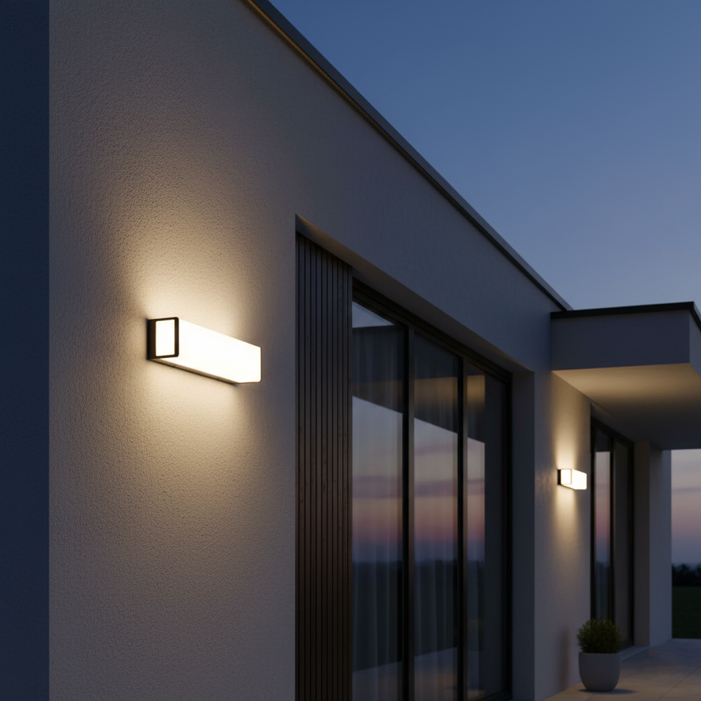 Aerion - Modern Minimalist Rectangular Acrylic Sensor Solar IP65 Waterproof Outdoor Wall Light