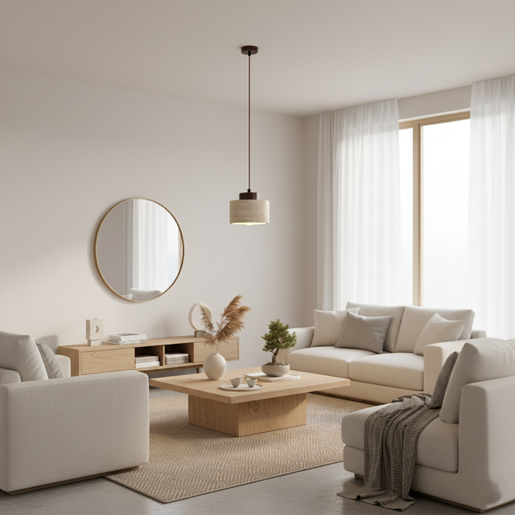 Sylvae - Nordic Travertine Clear Minimalist Pendant Light