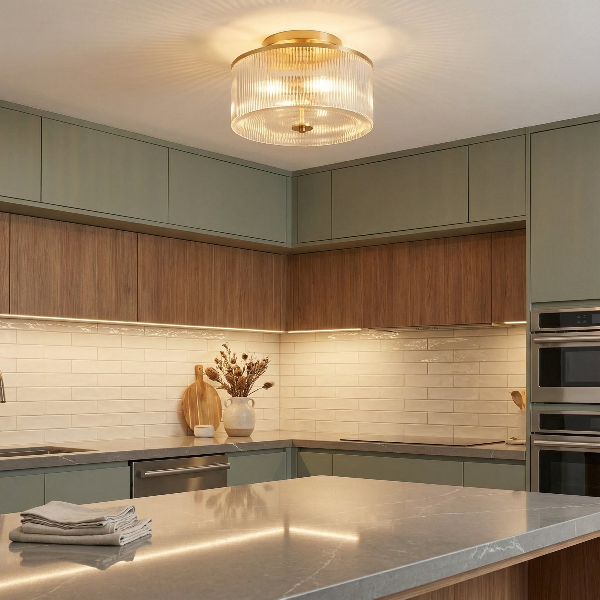 Lorienneva – Lampada da soffitto in vetro a righe rustica