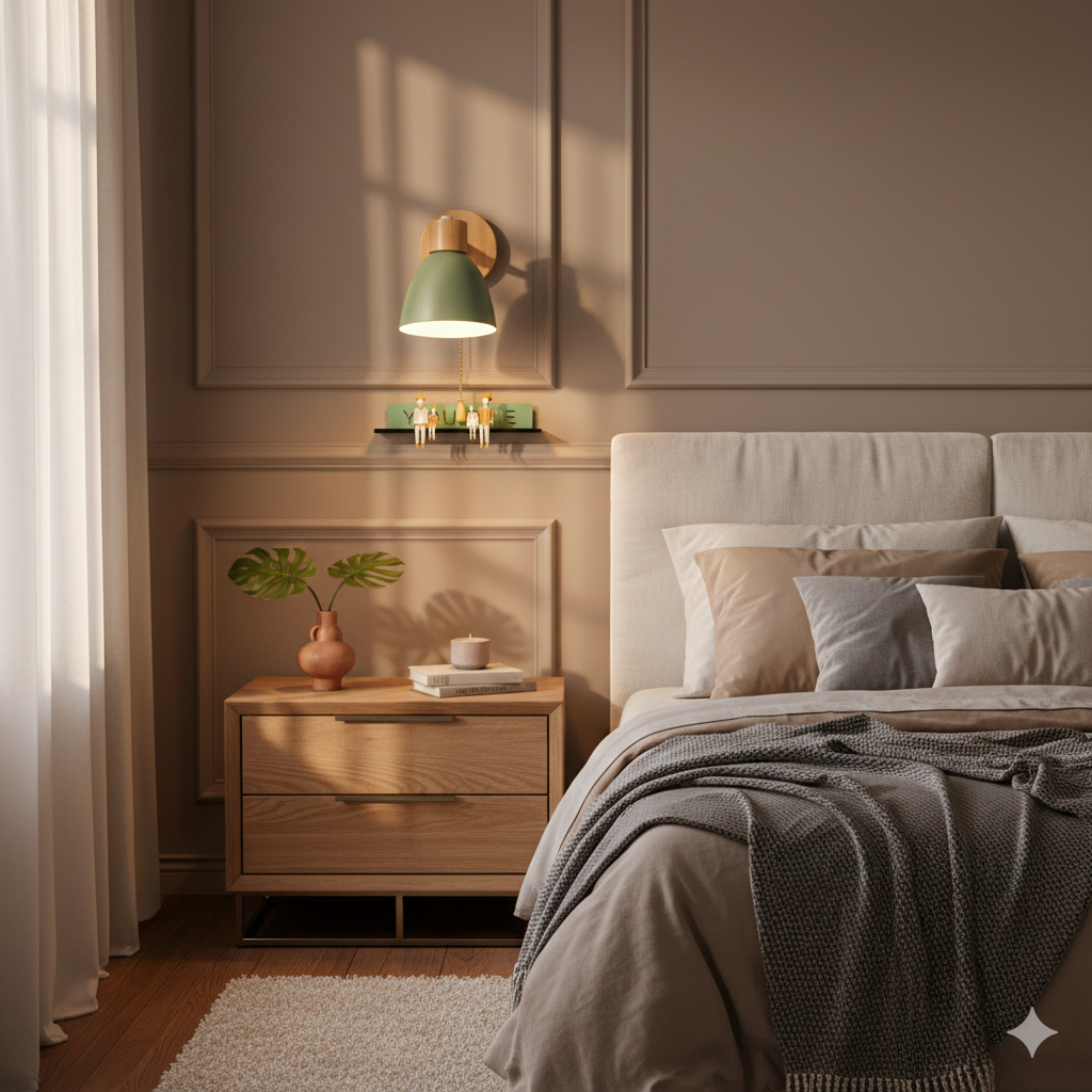 Nelvira – Minimalist Wooden Cone LED Wall Light