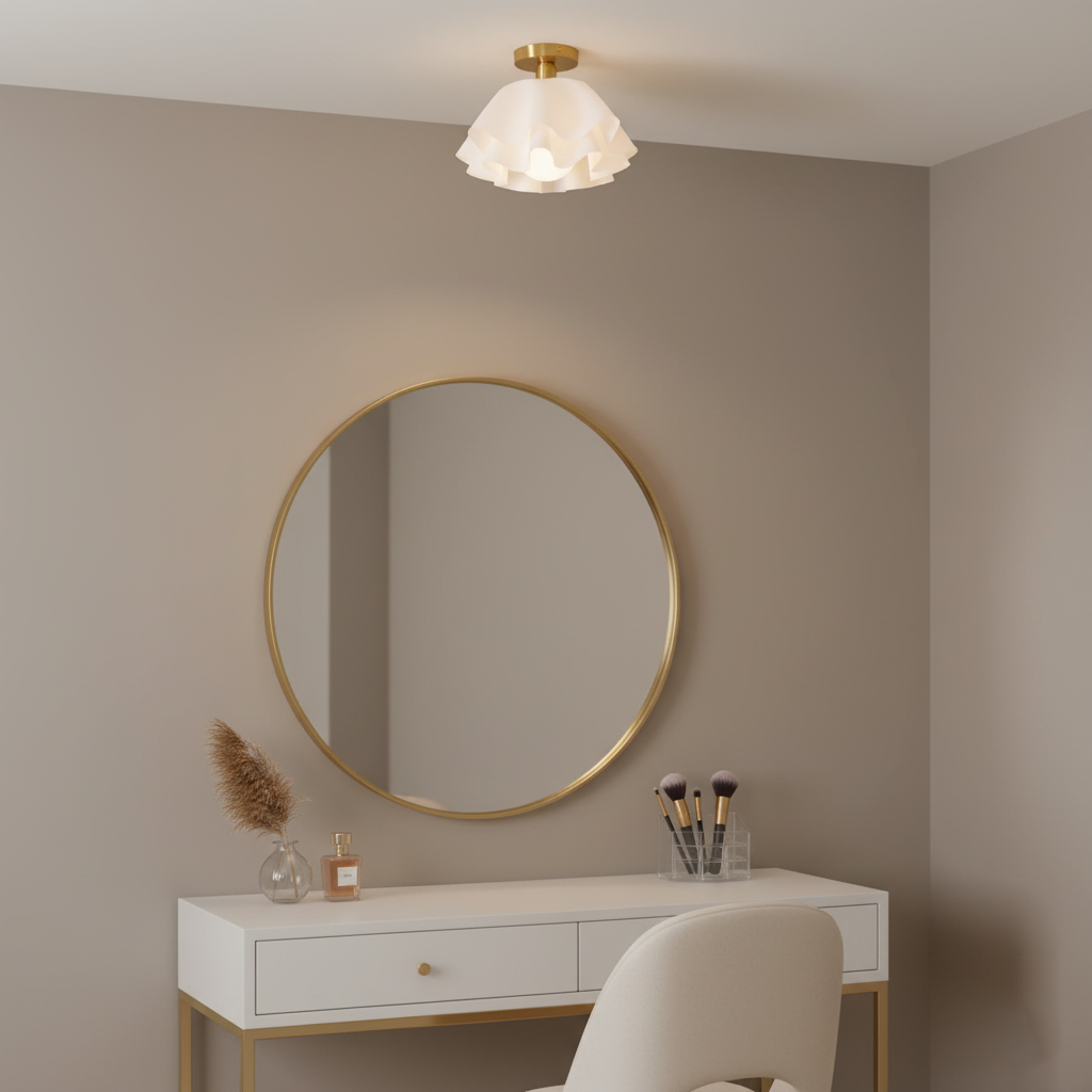 Lustren – Lámpara de Techo Acrílica Retro con Pliegues y Latón