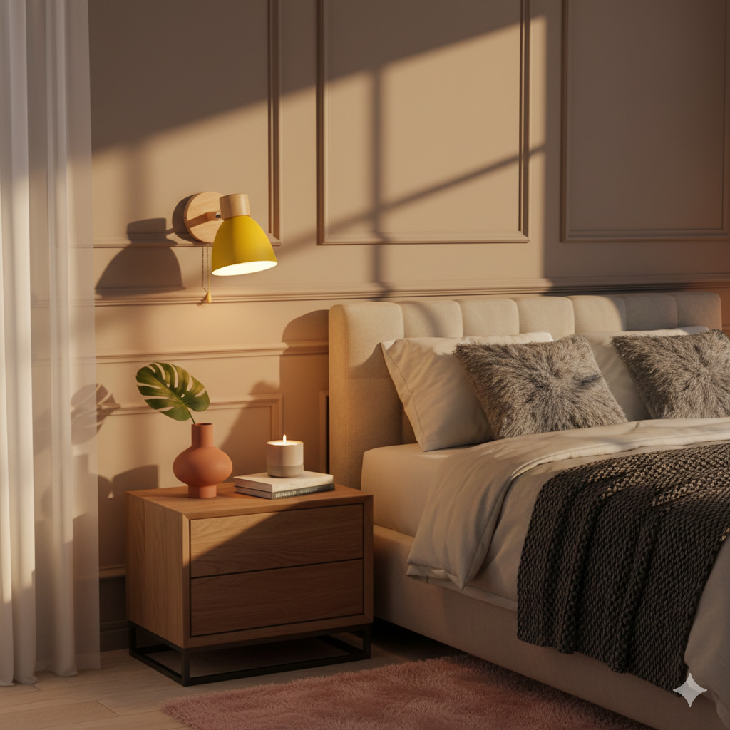 Nelvira – Minimalist Wooden Cone LED Wall Light