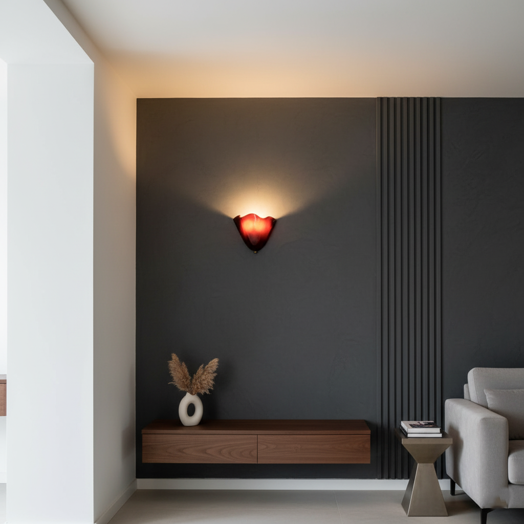 Virelli - Régi színes üveg szoknyás kagyló falilámpa