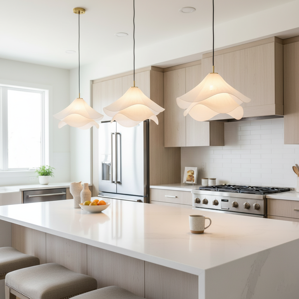 Solren - Látkový závěsný lustr ve stylu Japandi