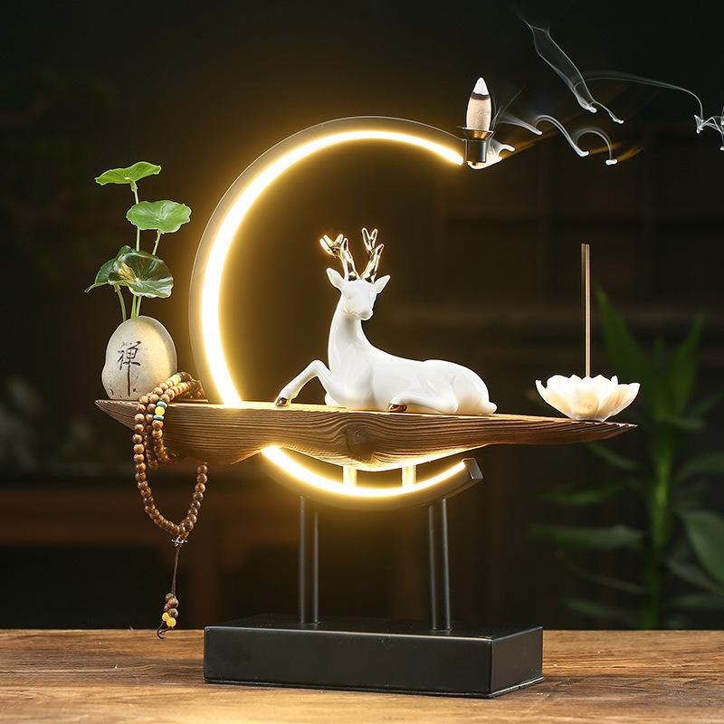Aurelodin – White Deer Incense Burner Lamp