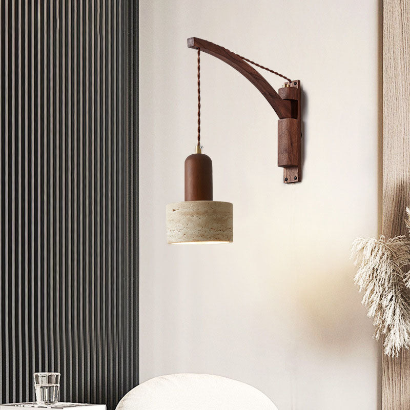 Lurevia – Applique murale en bois Wabi Sabi avec dôme en verre, 1 lumière