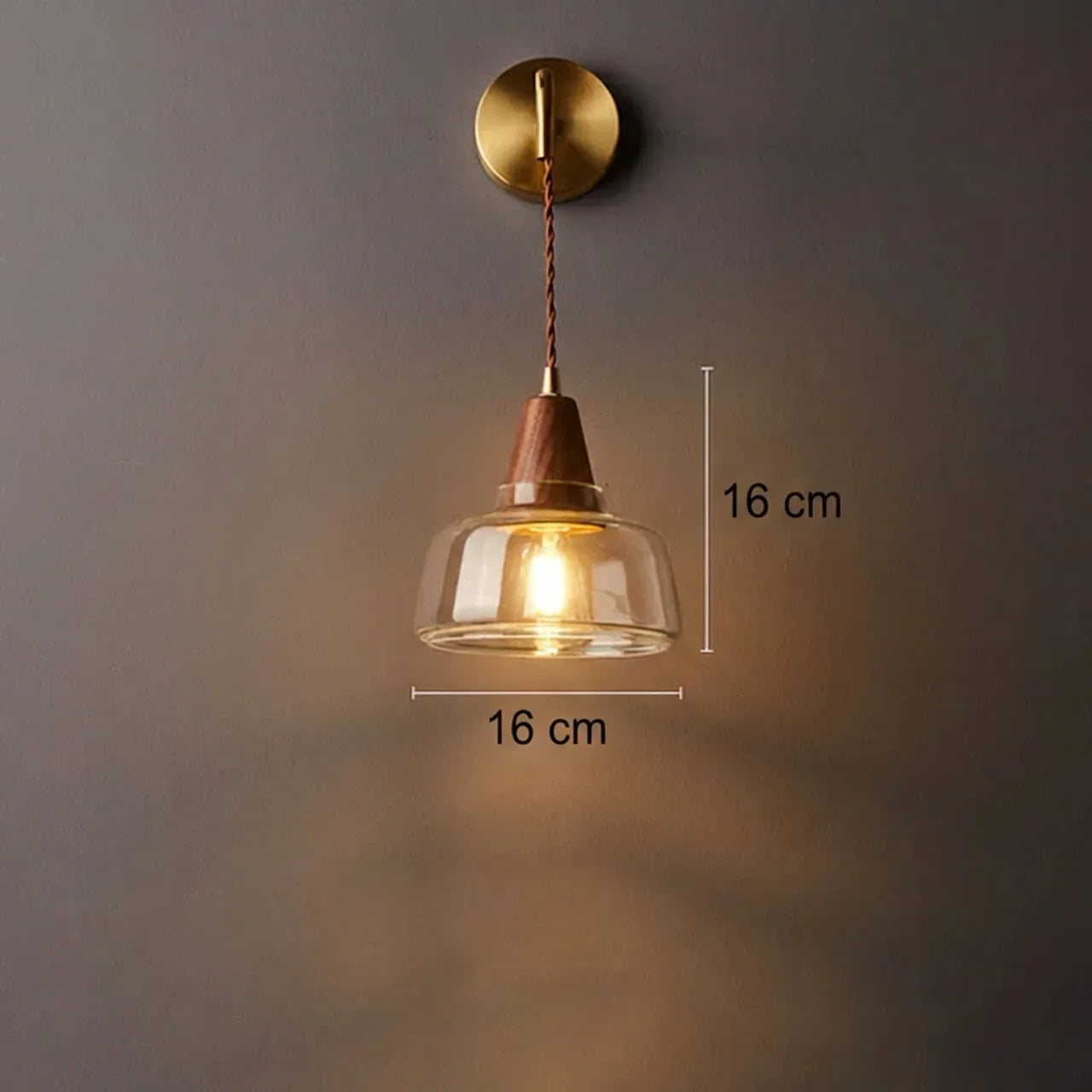 Kiyora – japán üveg kúp alakú fali lámpa, 1 izzóval
