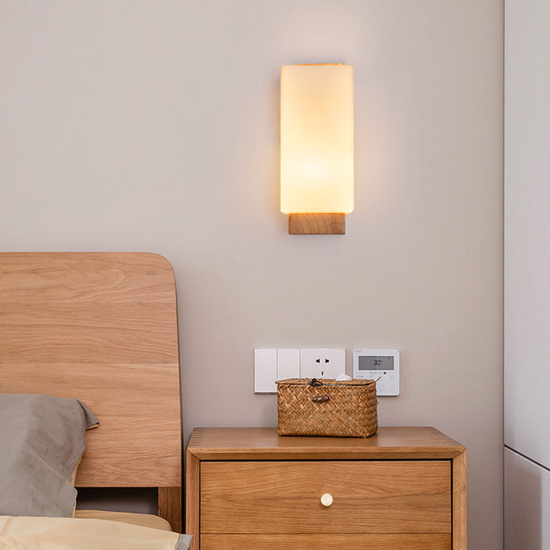 Hikari – Applique murale LED en verre et bois japonais rectangulaire
