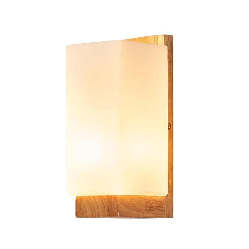 Hikari – Applique murale LED en verre et bois japonais rectangulaire