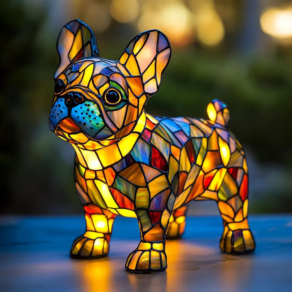 Velnora – Lampada a forma di cane in vetro mosaico