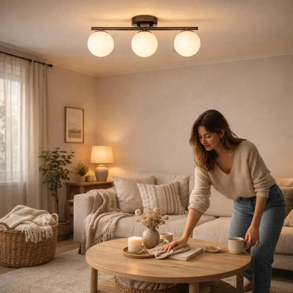Dorvion – Lampada da soffitto LED Ottone opalino Duo