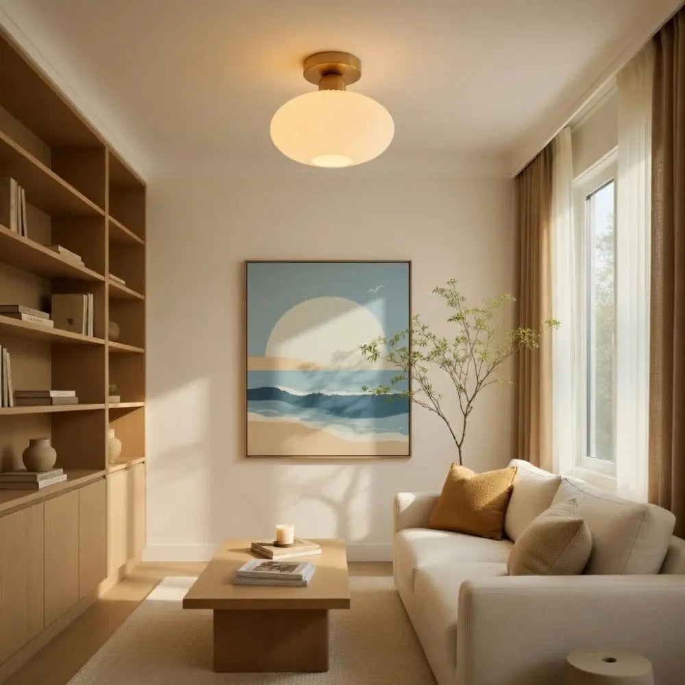 Aureline – Lámpara de techo LED con vidrio plisado y acabado dorado