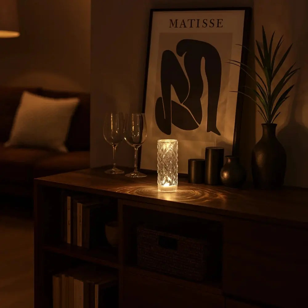 Roselynix - Rózsaszín Kristály LED Érintős Asztali Lámpa