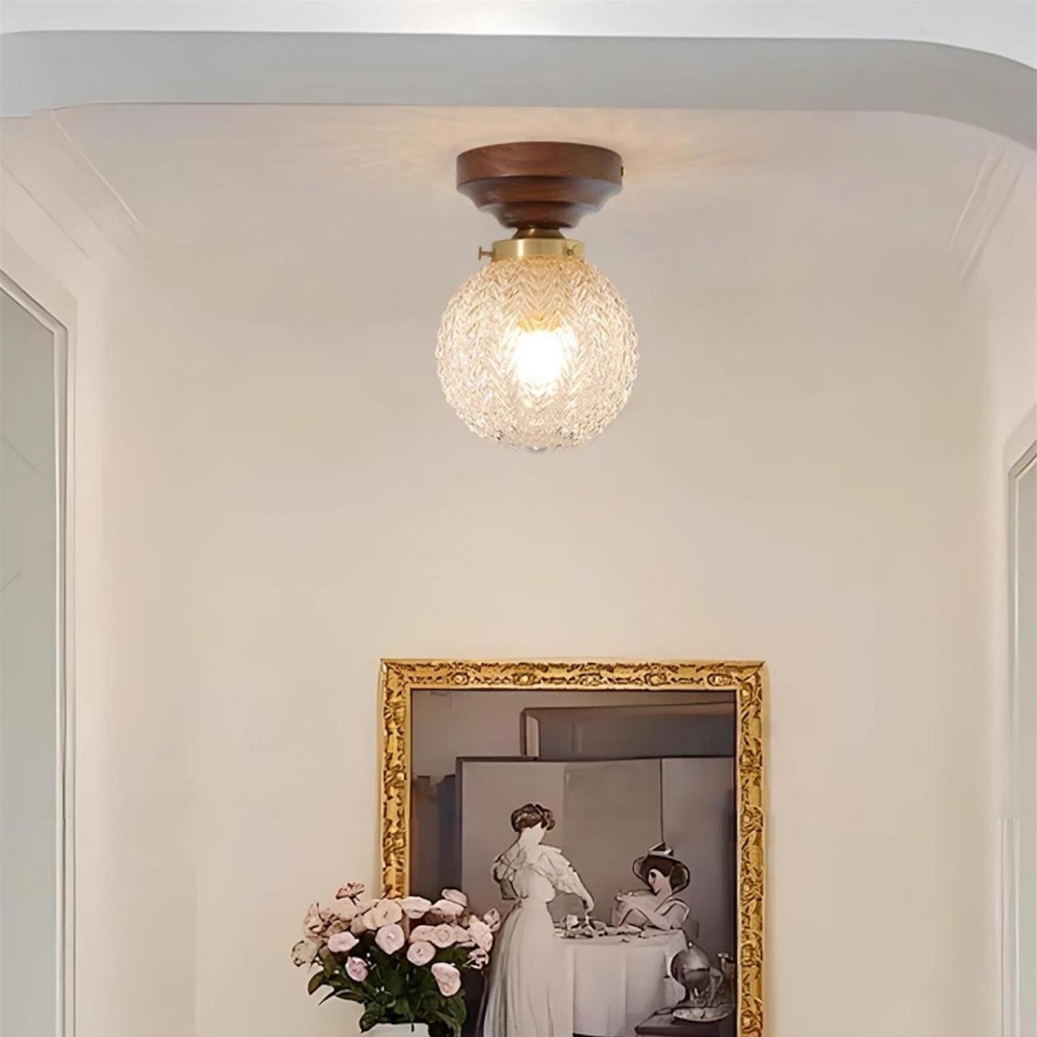 Lunidora – Plafonnier sphérique en verre taillé de style rétro