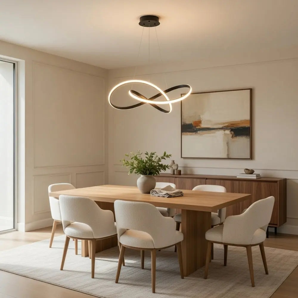 Elysera – Suspension Sculpturale Ruban pour Salle à Manger