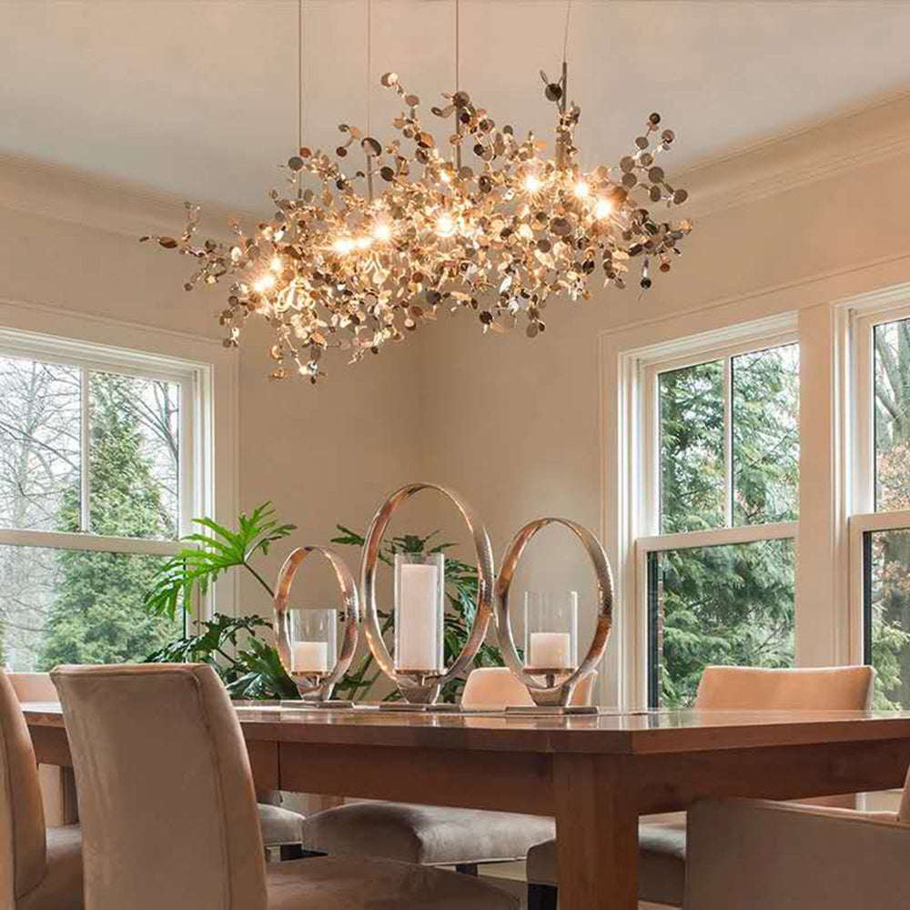 Durelia – Lustre LED moderne avec accents dorés et argentés