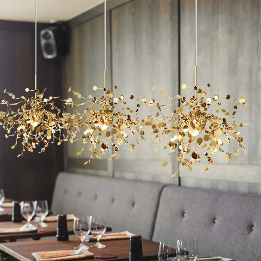 Durelia – Lustre LED moderne avec accents dorés et argentés