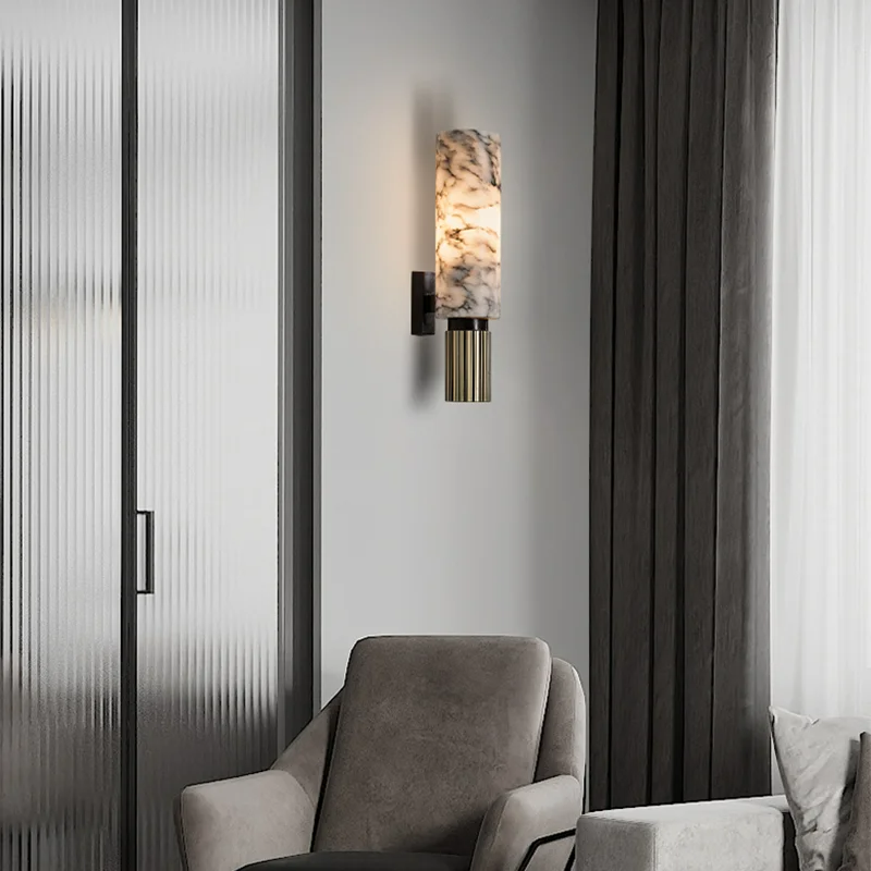 Amoran – Moderne marmor cylinder LED væglampe enkeltlys