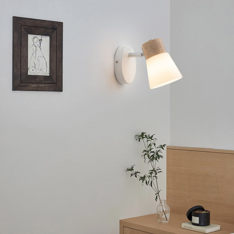 Vlorin – Applique murale cône en bois moderne et minimaliste à 2 lampes
