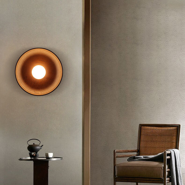 Velorien – Applique murale ronde en bois minimaliste moderne avec LED