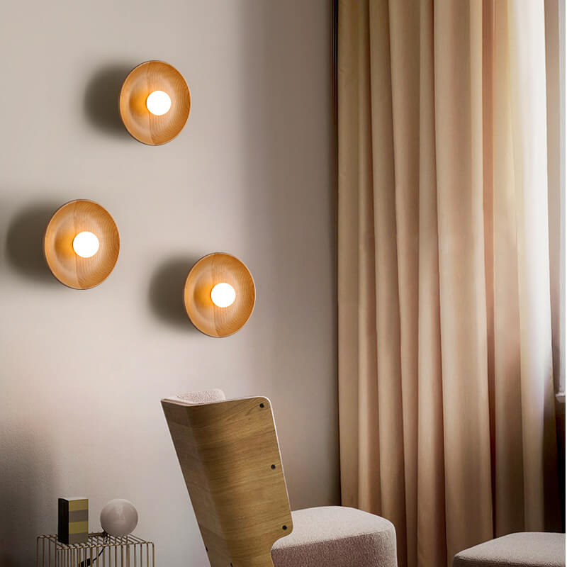 Velorien – Applique murale ronde en bois minimaliste moderne avec LED