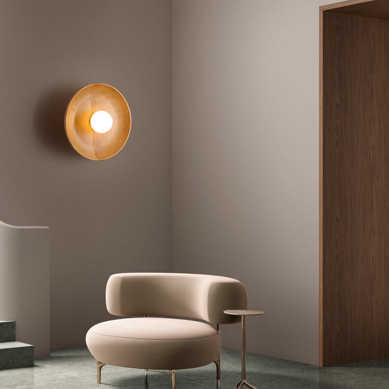 Velorien – Applique murale ronde en bois minimaliste moderne avec LED
