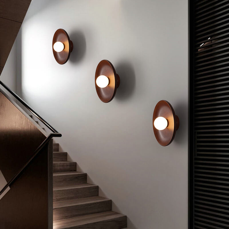 Velorien – Applique murale ronde en bois minimaliste moderne avec LED
