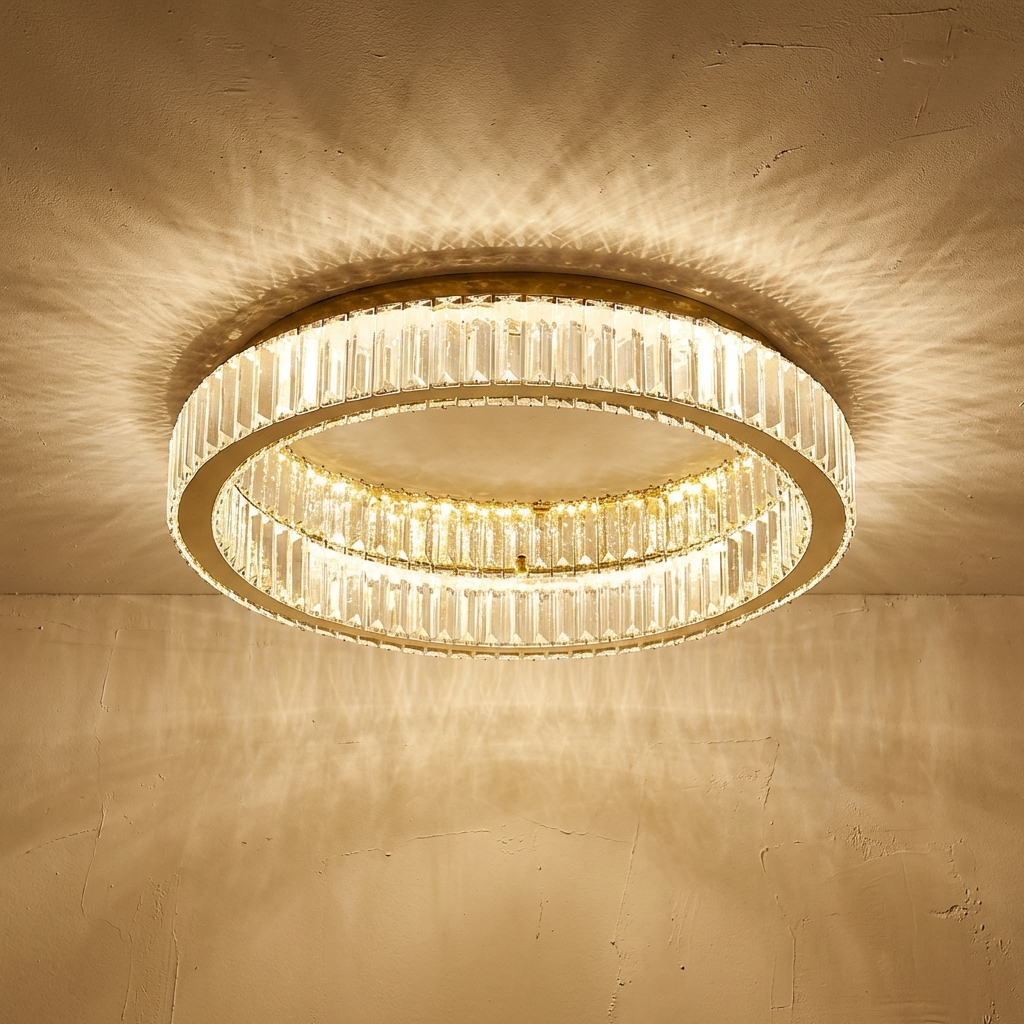 Liorael - Lampadario LED moderno a cerchio di cristallo
