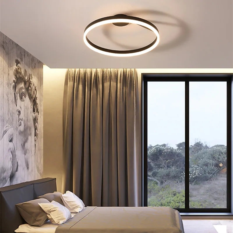 Arivonn - Modern Circle LED Flush Mount Ceiling Light Black White