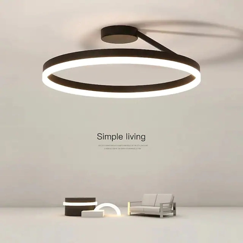 Arivonn - Modern Circle LED Flush Mount Ceiling Light Black White