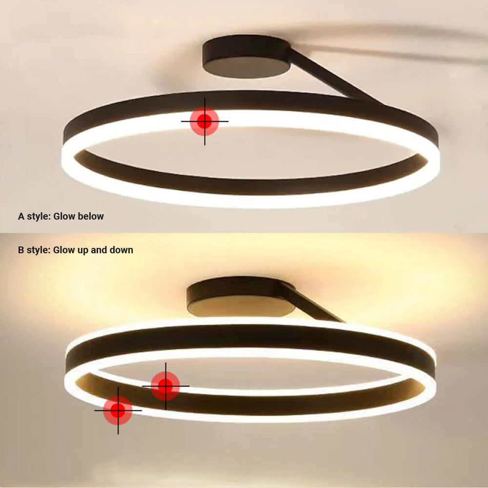 Arivonn - Modern Circle LED Flush Mount Ceiling Light Black White