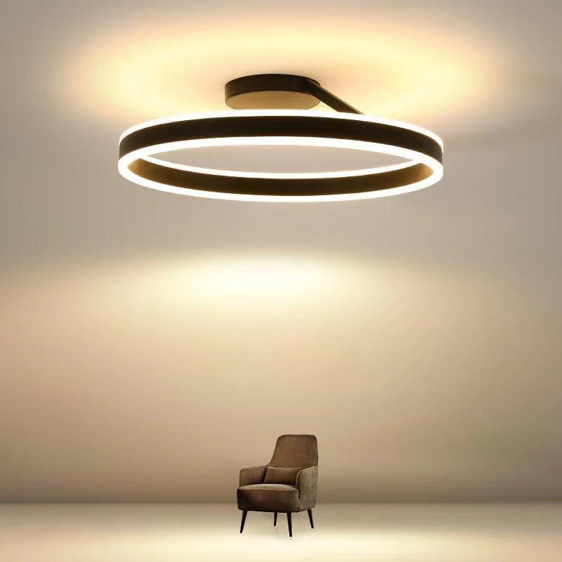 Arivonn - Modern Circle LED Flush Mount Ceiling Light Black White