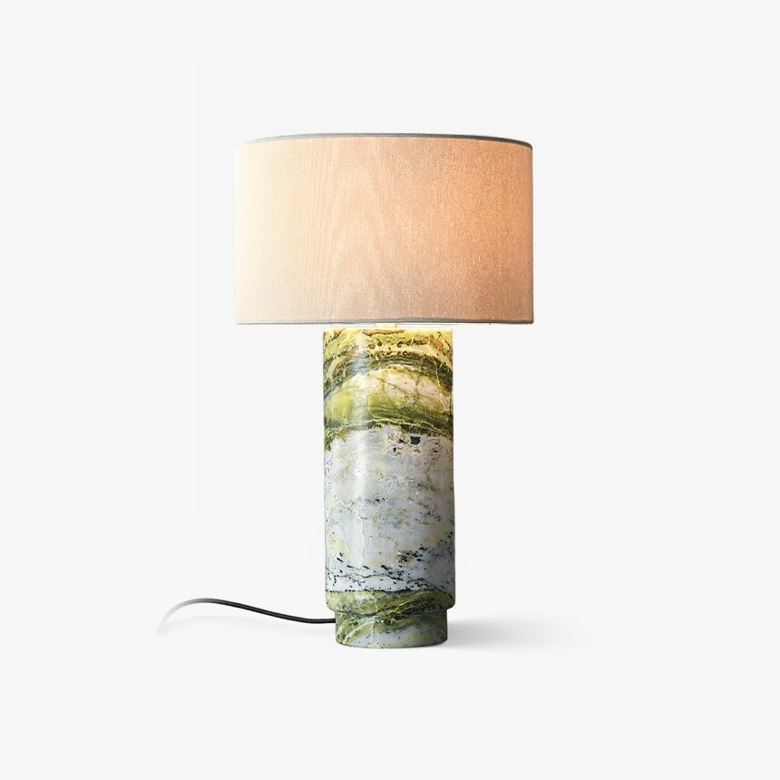 Gremora - zelená mramorová stolní lampa s přepínačem na kabelu