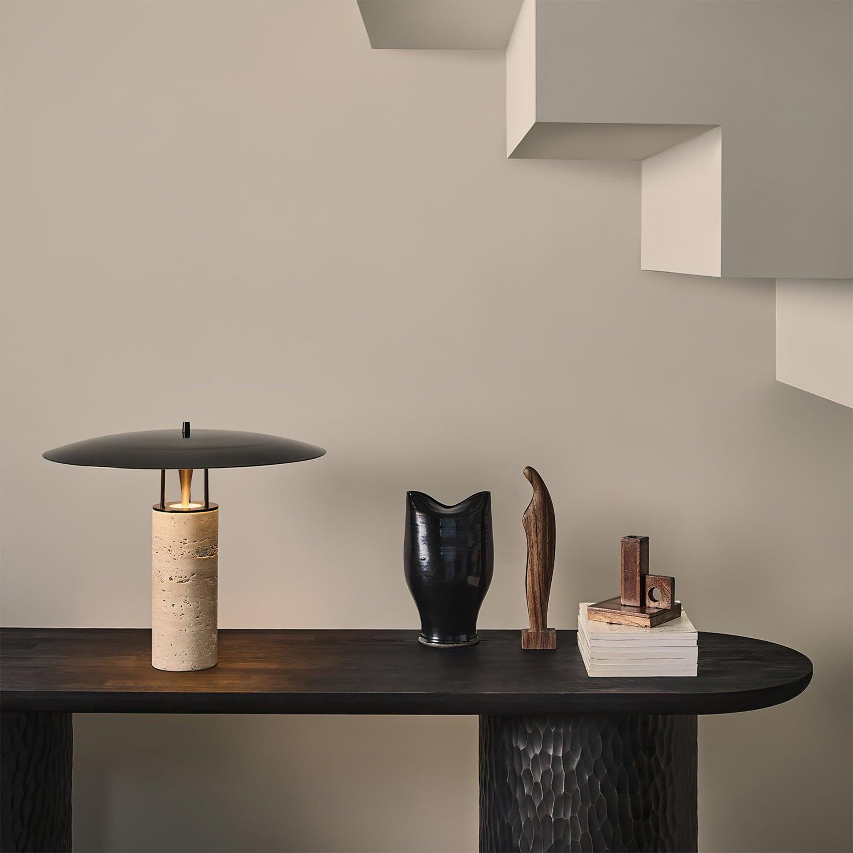 Elara – Modern Table Lamp with Black Shade and Metal Base