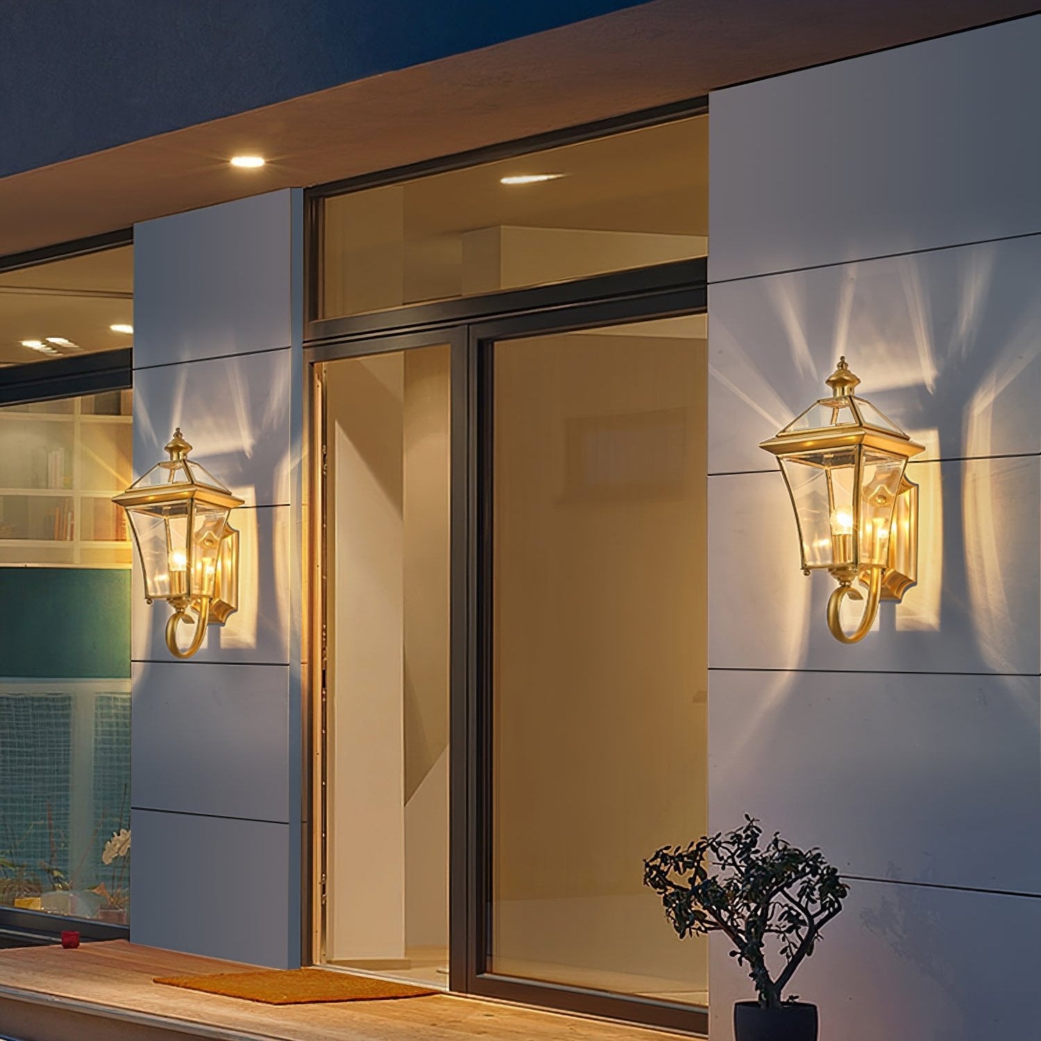 Varnell - Farol de Pared Exterior de Latón Estilo Retro Monterey