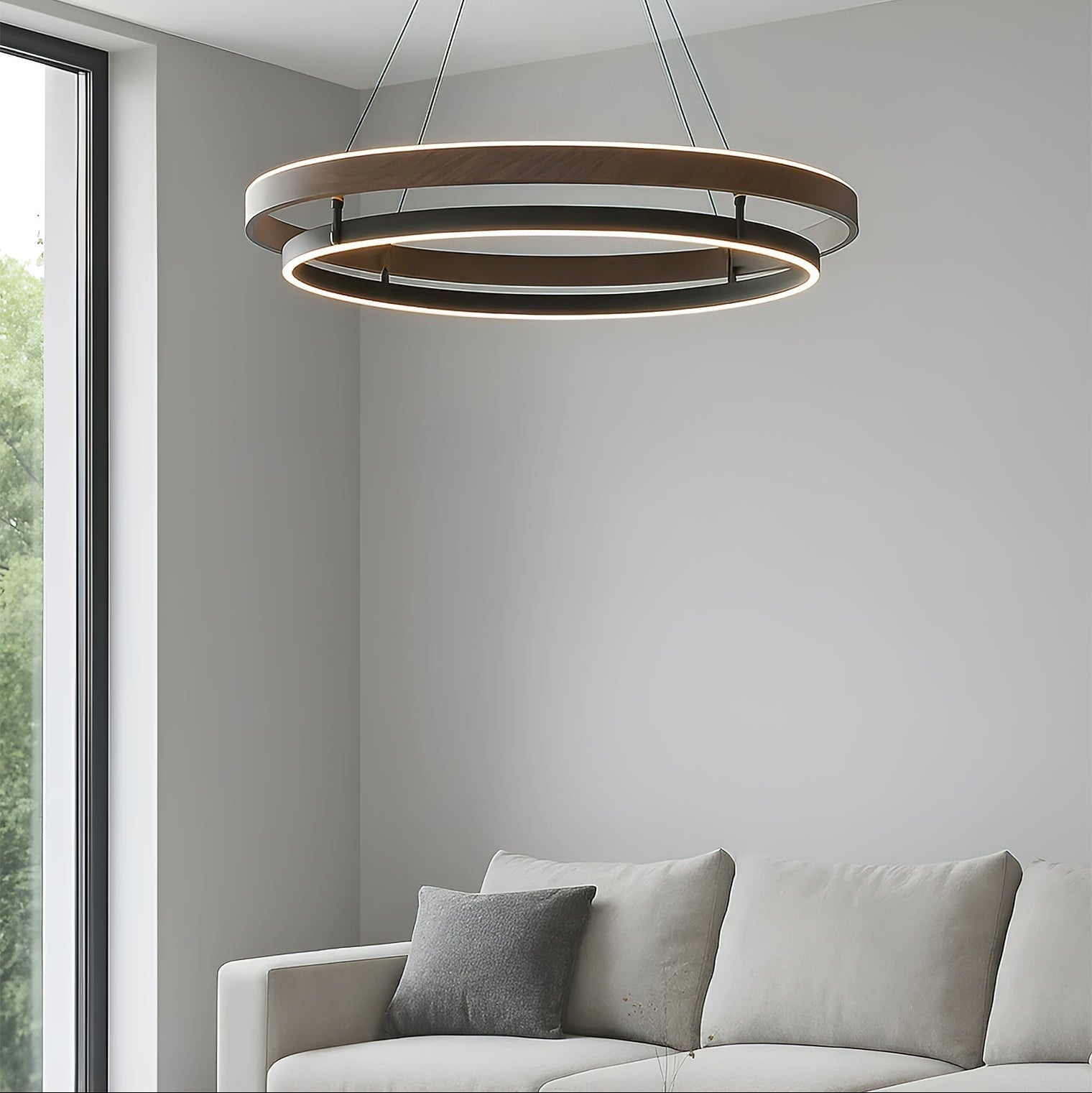 Nisora - Double Ring LED Glow Chandelier