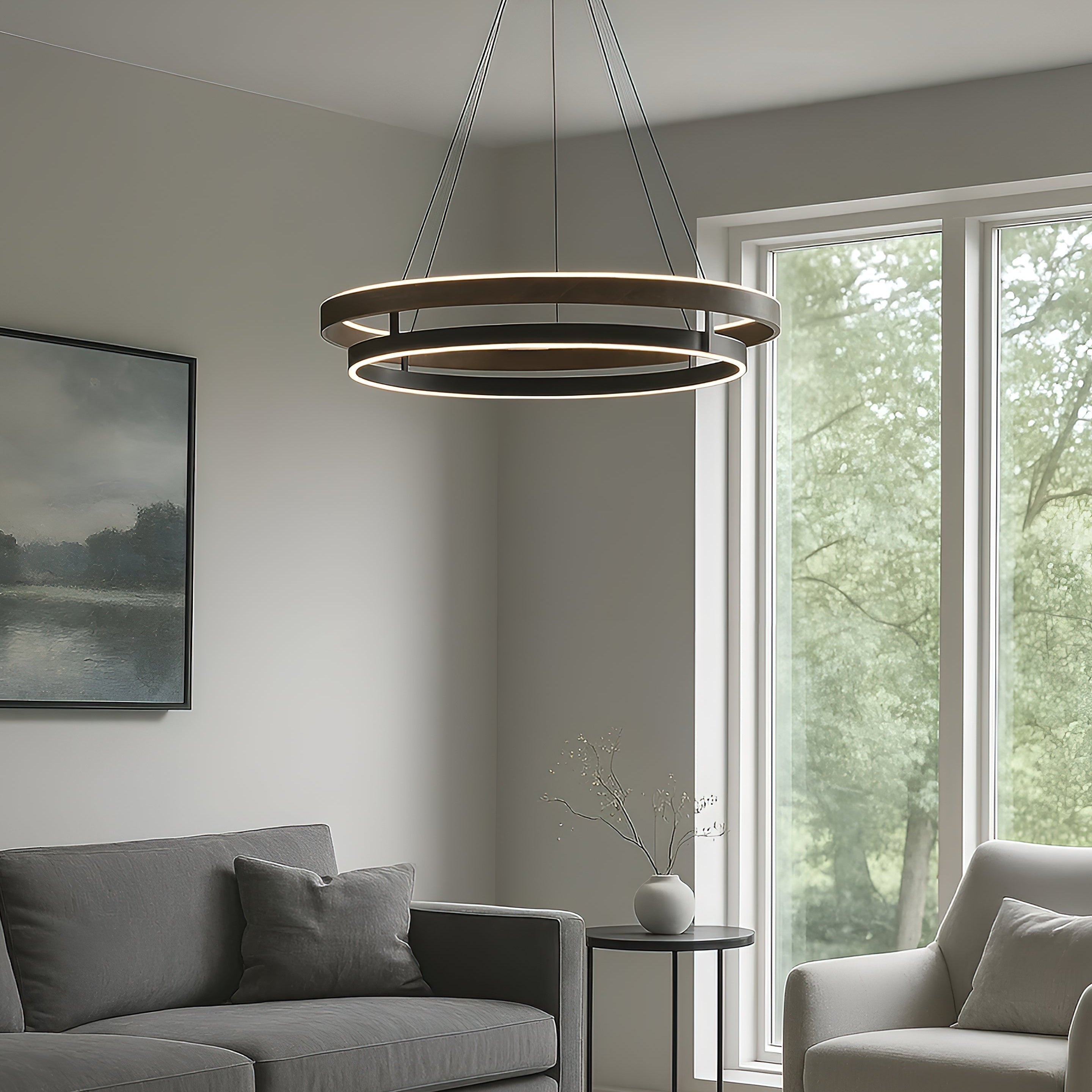 Nisora - Double Ring LED Glow Chandelier