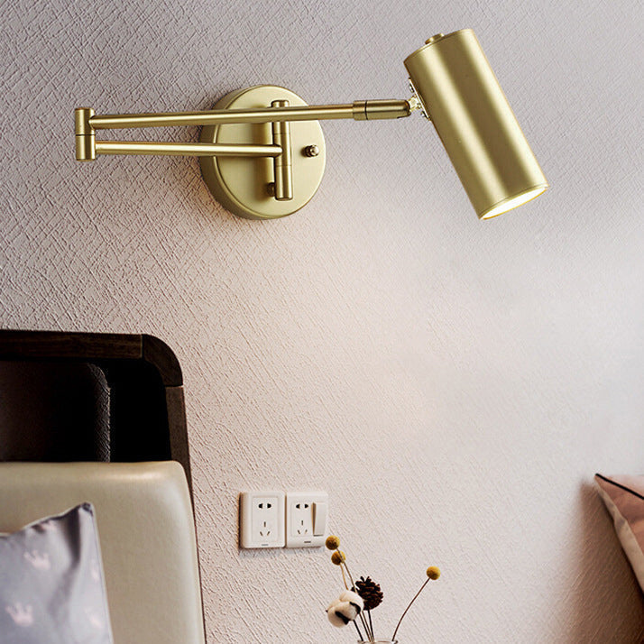 Lorvane – Nordic Brass Cylinder Swing Arm Wall Sconce Lamp 1 Light