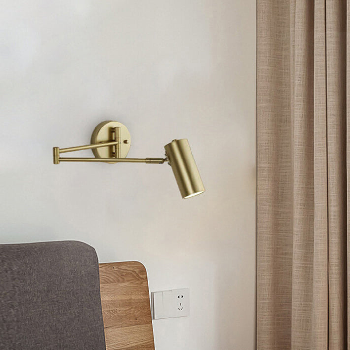 Lorvane – Nordic Brass Cylinder Swing Arm Wall Sconce Lamp 1 Light