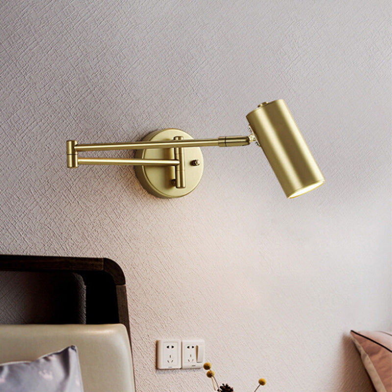 Lorvane – Nordic Brass Cylinder Swing Arm Wall Sconce Lamp 1 Light