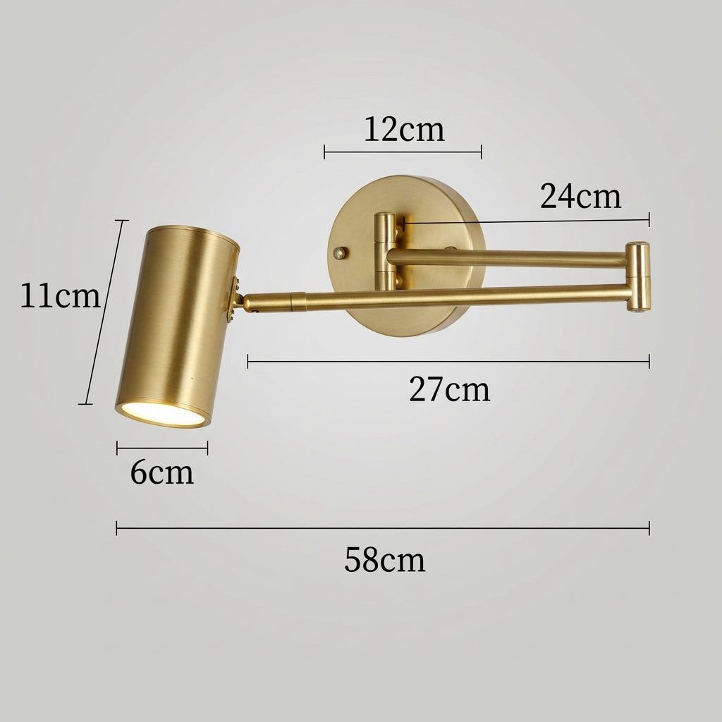 Lorvane – Nordic Brass Cylinder Swing Arm Wall Sconce Lamp 1 Light