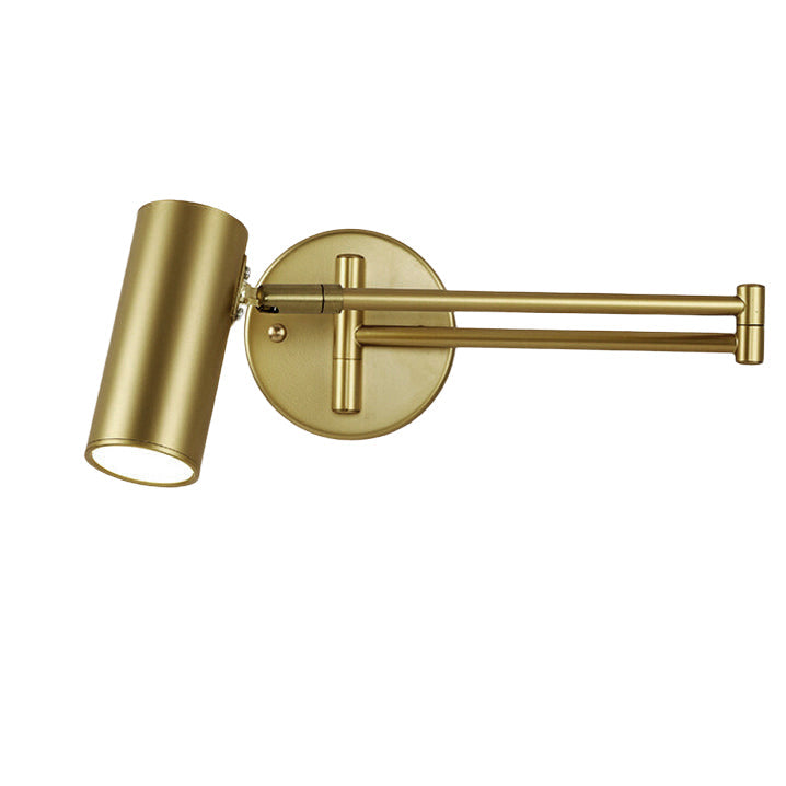 Lorvane – Nordic Brass Cylinder Swing Arm Wall Sconce Lamp 1 Light